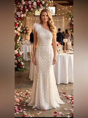 ✨NWT MAC DUGGAL 11317✨ Ivory Lace Beaded Evening - Formal - Bridal Gown size 4
